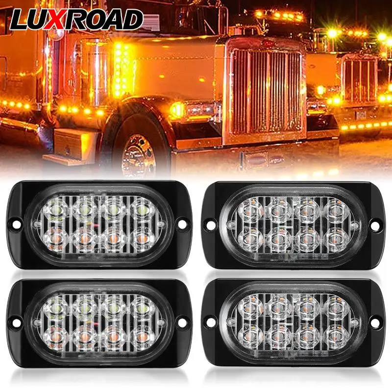

4pcs Signal Lamp 8 LED Strobe Flashing Light Warning Light Emergency Grille Lamp Fog Light For Car Truck Beacon Motor 12V 24V