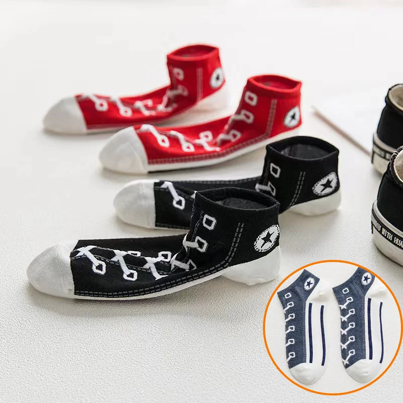 Spring Summer Fashion Personality Socks Men's Casual Sports Cotton College Style Couple Canvas Shoes Fun Wholesale Boat Socks