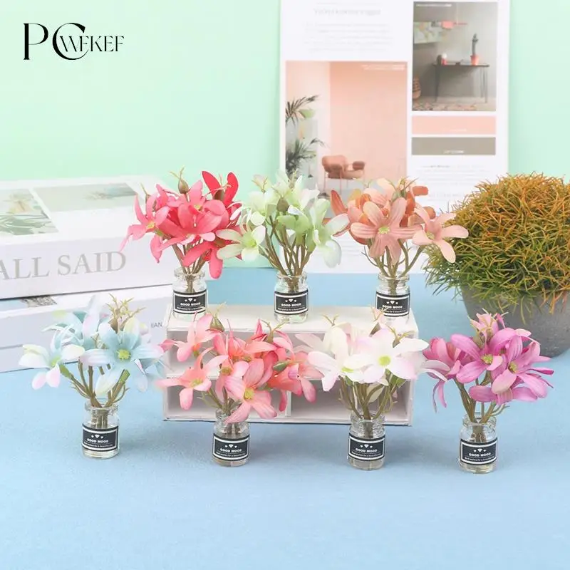 

1 шт., 1:12 миниатюрная стеклянная ваза для кукольного домика, горшок для цветов, аксессуары для кукольного домика