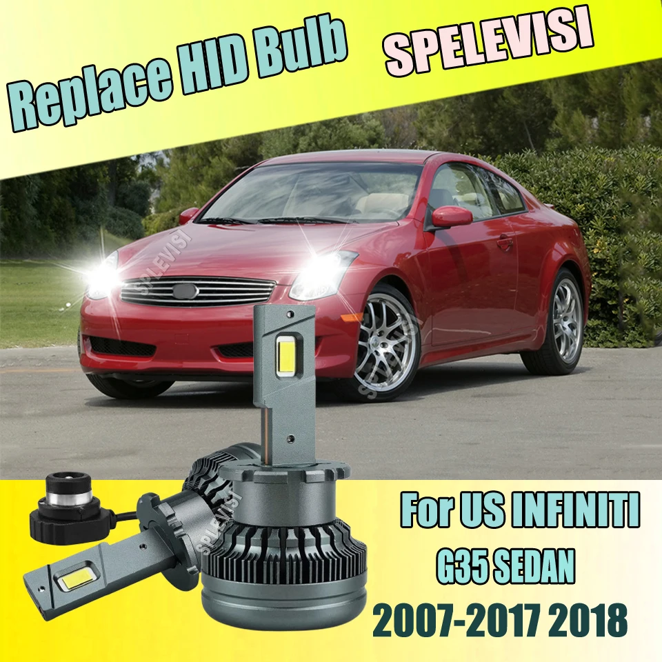 Фото 2 шт. светодиодные фары HID D2S, автомобильные лампы 24000LM, яркие для INFINITI (US) G35 SEDAN 2007 2008 2009 2010 2011 2012 2013-2018 №1