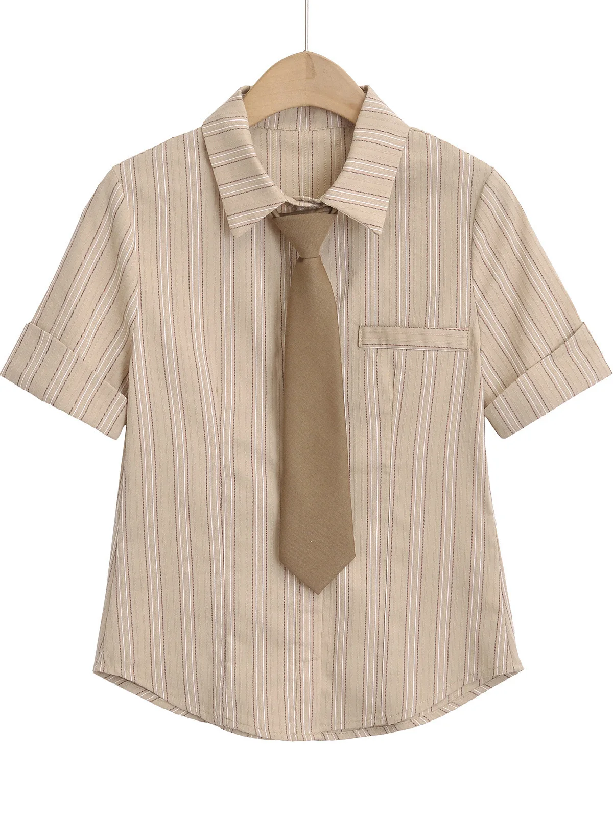 Женская Облегающая рубашка в полоску с коротким рукавом и воротником-поло