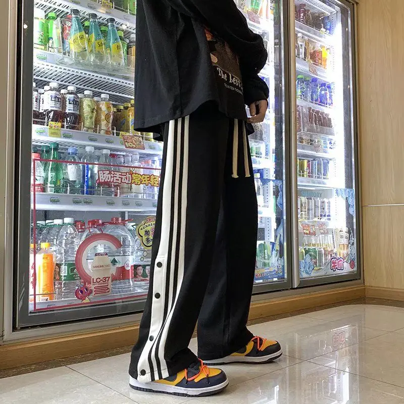 

Half breasted pants for men's summer straight mop pants, loose and trendy basketball sports pants trend