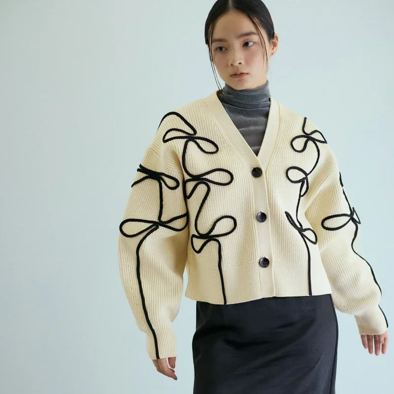 Panhua Knitted Cardigan Sweater Jacket Women's Autumn Korean Fashion V-neck Long Sleeve Casual Loose Knitwear Tops Female Jumper