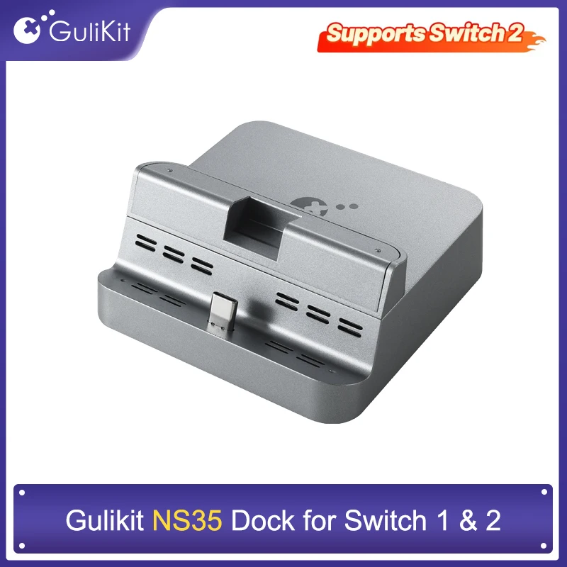Фото Док-станция Gulikit NS35 для Nintendo Switch 1/2, док-станция HDMI 4K 60 Гц с быстрой зарядкой PD 100 Вт, улучшенное охлаждение для Switch 2 №1