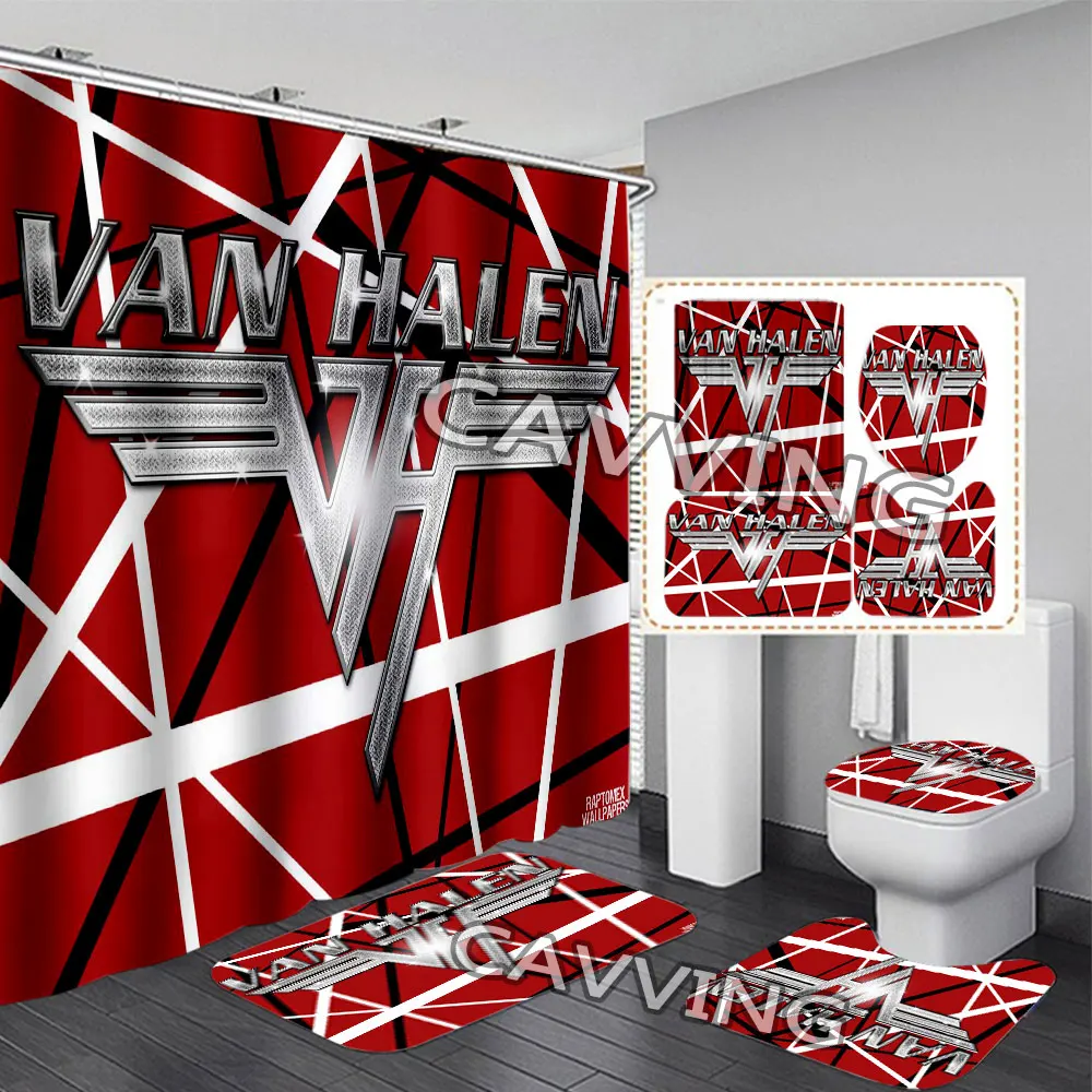 

Van Halen Band 3D Shower Curtains Waterproof Bathroom Curtain Anti-slip Bath Mat Set Toilet Rugs Carpet Home Decor V02