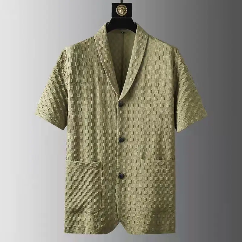 Men's Spring and Summer Fashion Suit Short-sleeved High-end Casual Suit Korean Fashion Slim-fit Handsome Two-piece Suit