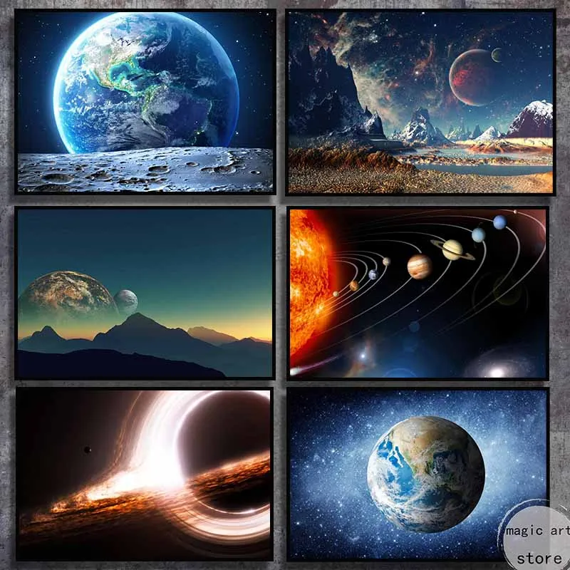 Абстрактная земля Луна Вселенная Галактика космический пейзаж художественные