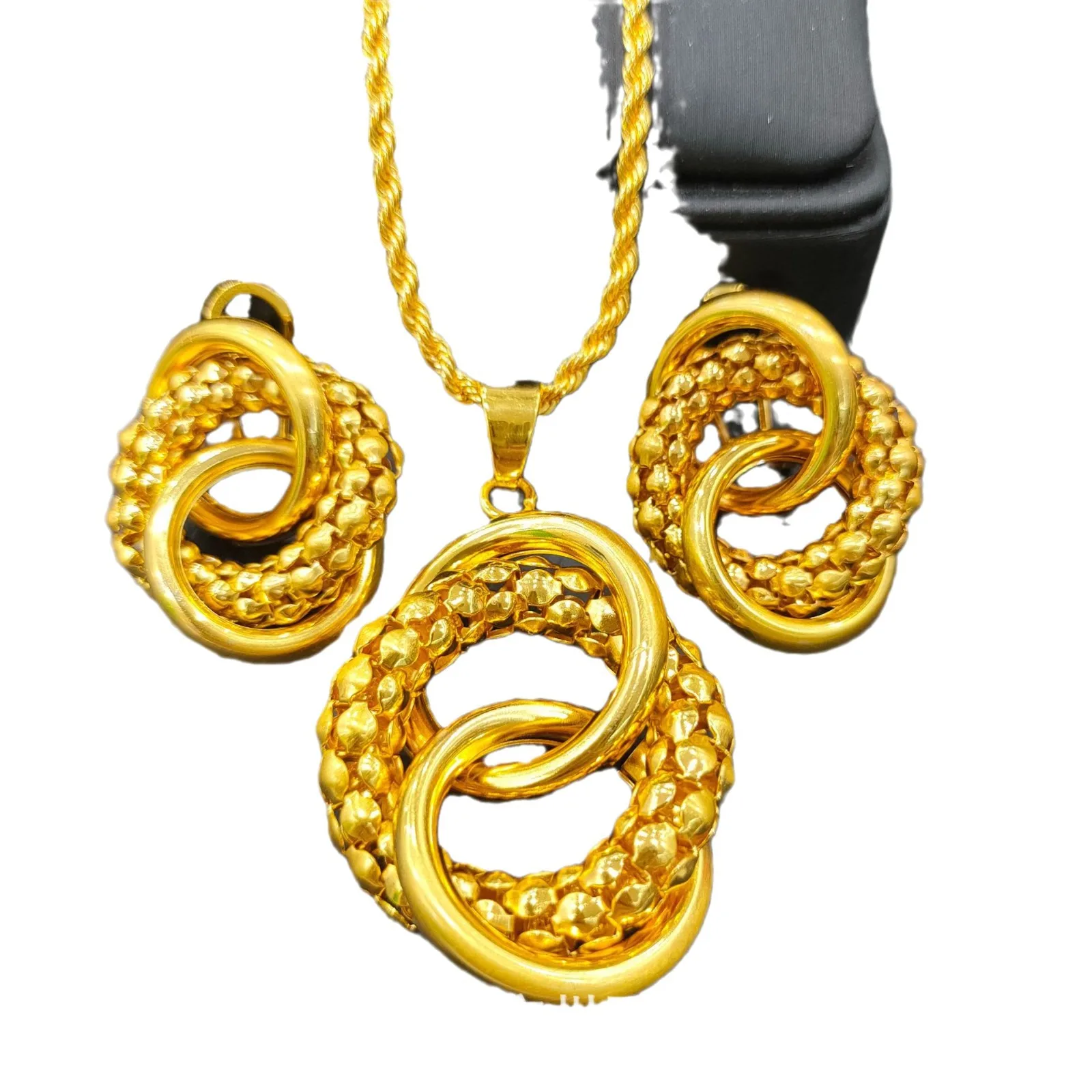 Цепочка Из 24-каратного золота с кукурузой полностью алмазные серьги ожерелье