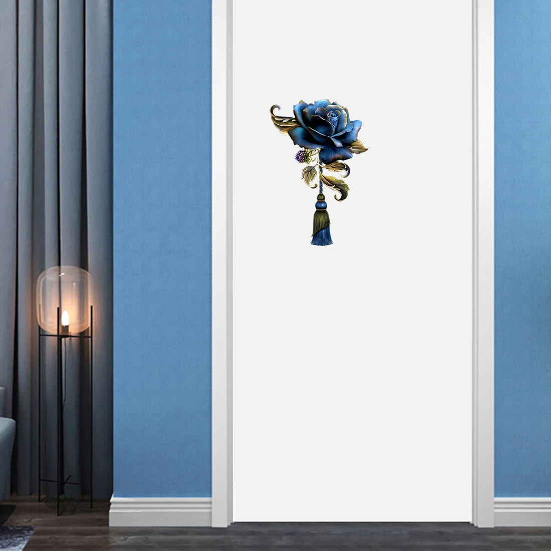 QCF201 Exquisite Blue Rose Room Art Decoration Wall Sticker Musical Instrument Gift Decal | Stickers