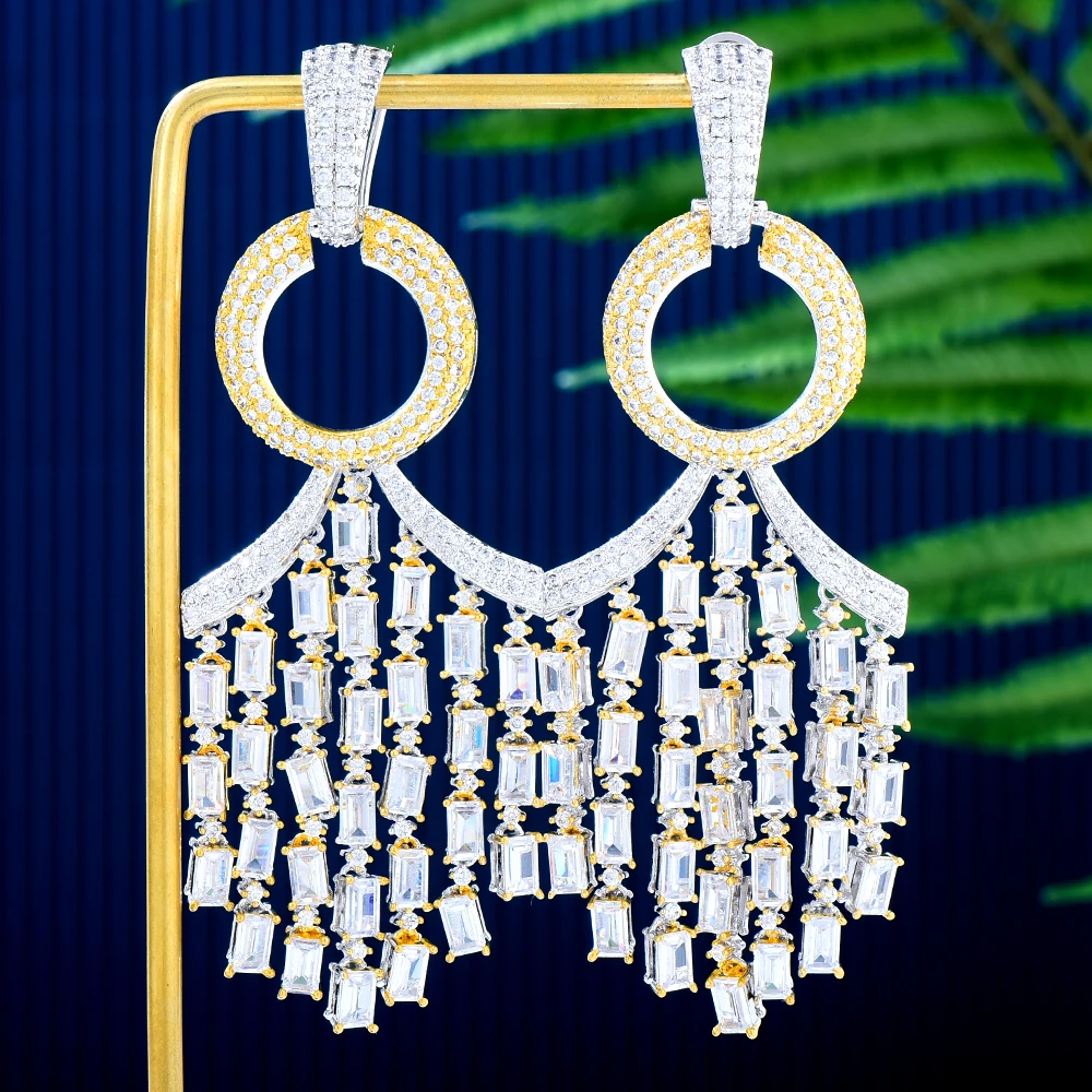 

missvikki Elegant Refined Dangle Earrings for Women Bridal Wedding Superstar Party Show Earring Jewelry Best Romantic Shiny Gift