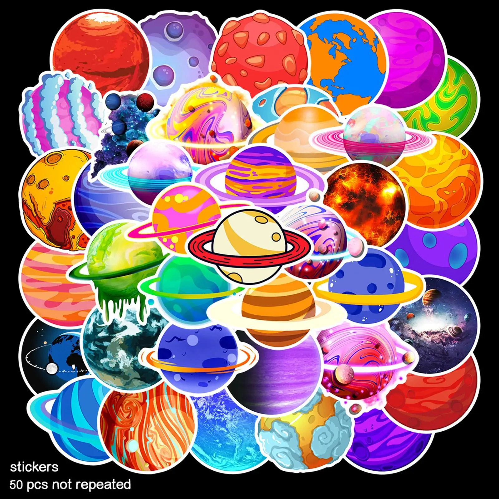 

Водонепроницаемые Многоразовые наклейки с планетами для велосипедных бутылок для воды, 50 шт.