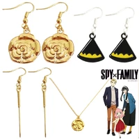new anime spy x family earrings yor forger cosplay gold tapered pendant ear clip earring for women girl gift jewelry accessories