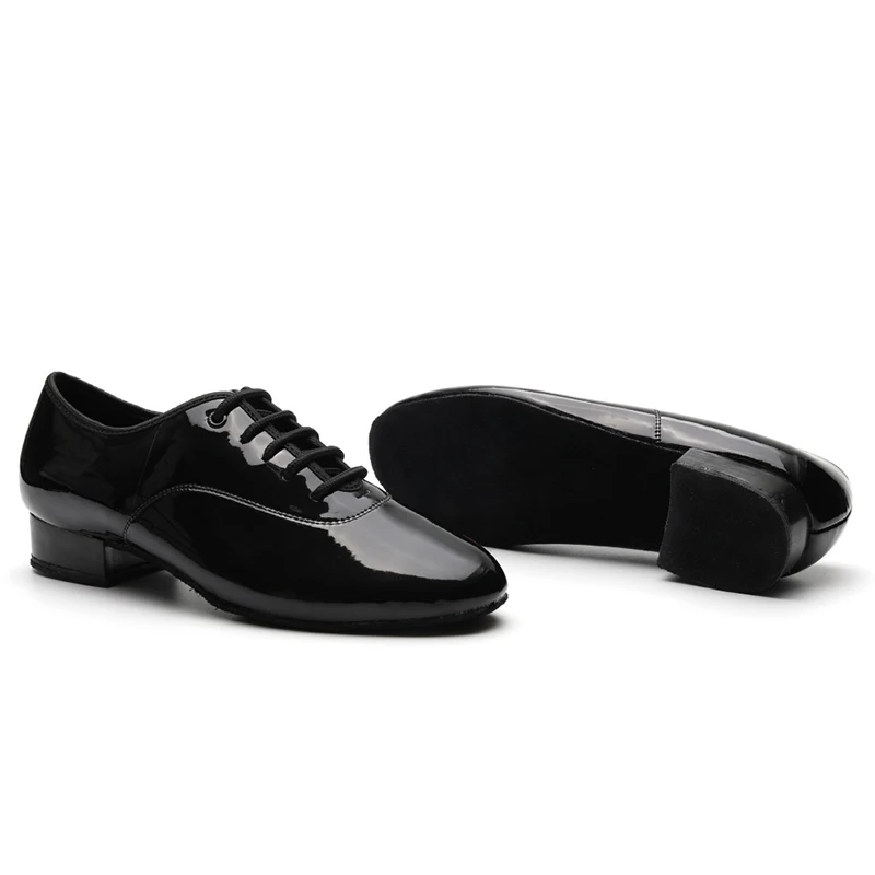 DKZSYIM Men's Latin Dance Shoes Leather Ballroom Modern Tango Dance Shoes For Boys Lace-Up Teachers Dance Sneaker Heels 2CM