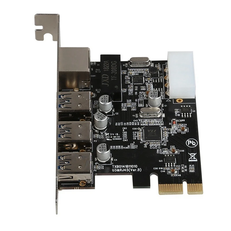 Плата расширения на 3 порта USB 0 PCIe с гигабитным контроллером Ethernet PCI Express адаптер