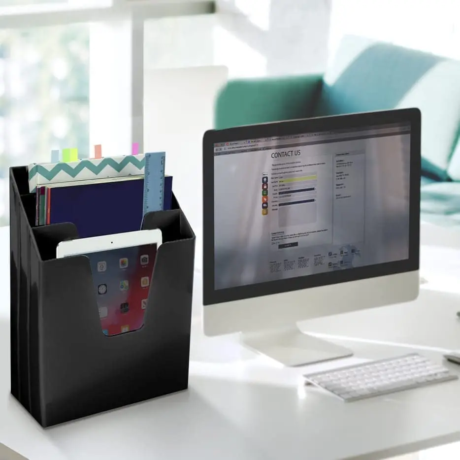 

Desk organizer Office accessories Triple Vertical Document Organizer for Office (Color Black)