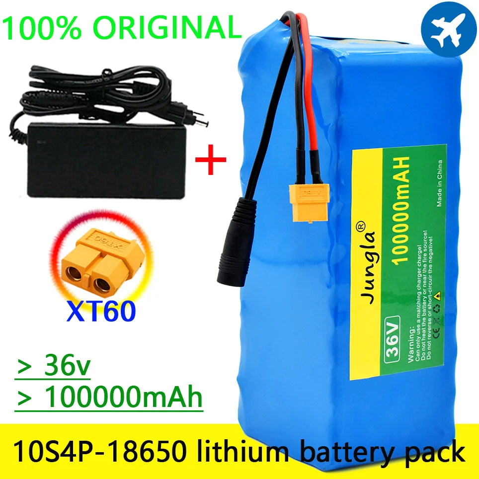 

36V 10S4P 100Ah Battery Pack 1000W High Power Battery 42V100000mAh Ebike Electric Bicycle BMS 42v Battery with Xt60 Plug+charger