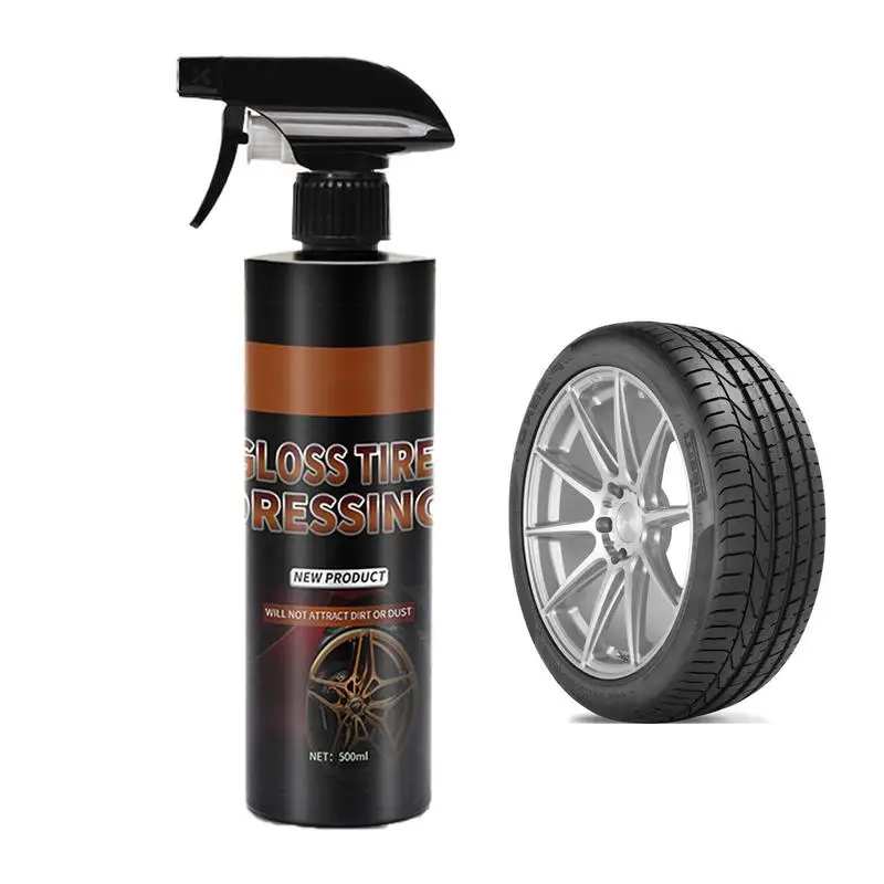 Tyre Gloss Car Tire Cleaner Spray Car Wheel Rust Dust Remover Spray Cleaning Tool Auto Rim Cleaner Long Lasting Protection 500ml