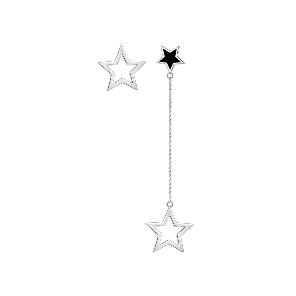 

Ассиметричные серьги с бахромой и звездами, серьги-гвоздики из стерлингового серебра пробы с длинной кисточкой, аксессуары для дня рождения, модные серьги