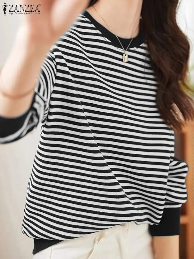 Повседневные свободные Осенние Пуловеры ZANZEA 2024 корейские модные женские блузки