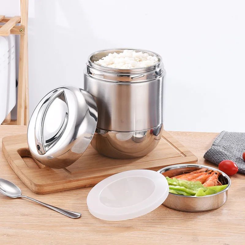 

Stainless Steel Thermal Lunch Box 4 Tier Leak-Proof Food Container Soup Jar Portable Handle School Picnic Bento Box Lunch Bag