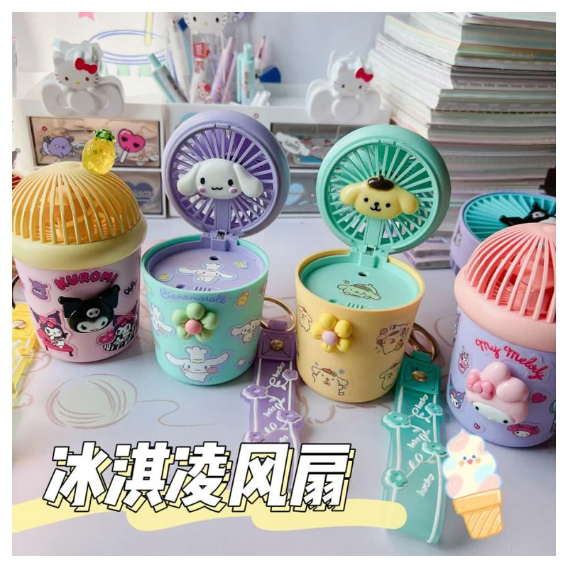 

Kawaii Kuromi My Melody Cartoon Cute Portable Mini Fan Send Anime Sticker D Desktop Accessories Usb Handheld Fan Kids Gifts