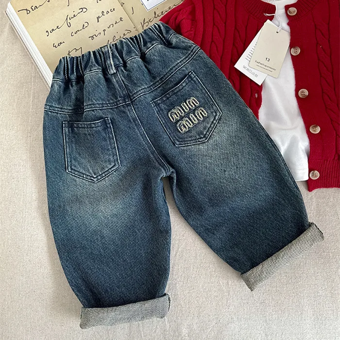 Джинсовые брюки для мальчиков длинные из денима изящная весенне-осенняя одежда