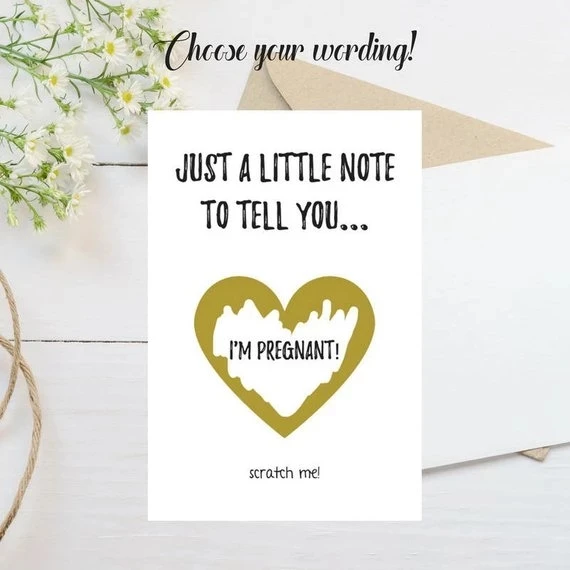 

personalize any text Pregnancy Scratch Off Card , Pregnancy Announcement to Husband -- Dad to Be - New Dad note to tell cards