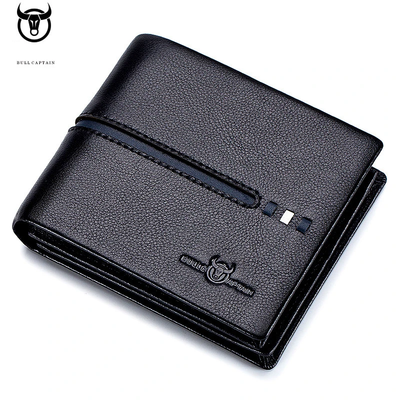 

Bullcaptain Genuine Leather Men Short Wallet Business Money Bags Male Rfid Credit Card Holder Fold Coin Purse Clutch JYB015