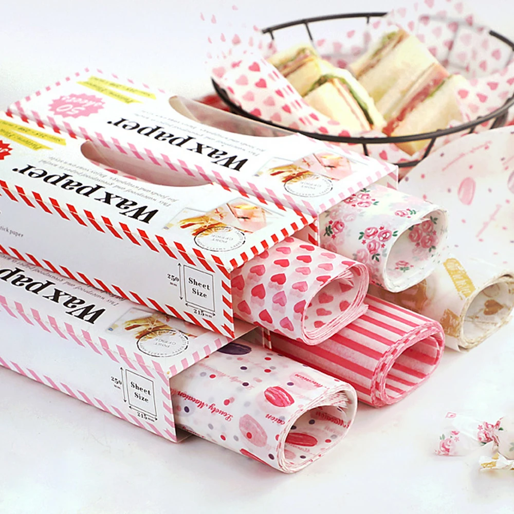 

10/50PCS Food Wax Paper Food Grade Grease Paper Cake Wrappers Wrapping Paper For Bread Candy Fries Oilpaper Kitchen Baking Tools
