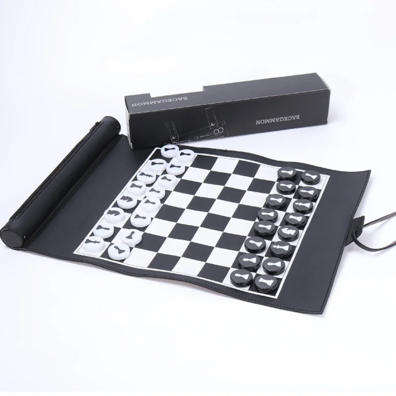 

New Product for Foreign Trade Roll-type Chess PU Children's Educational Game Portable Chessboard