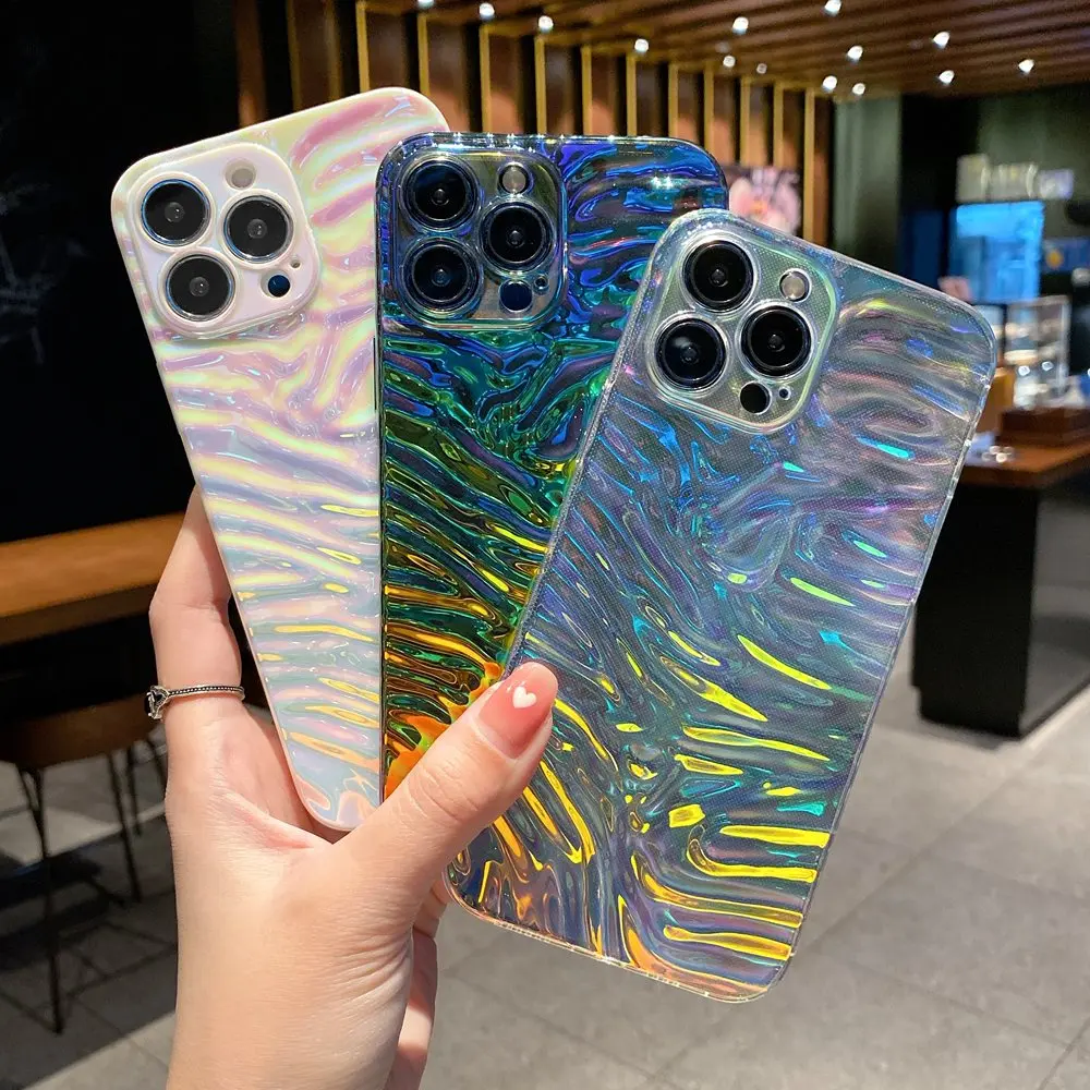 

Bling Case For iPhone 13 Pro Max Soft TPU Case For iPhone 12 Pro Max Wave Pattern Colorful Back Case For iPhone 11 Pro Max Cover