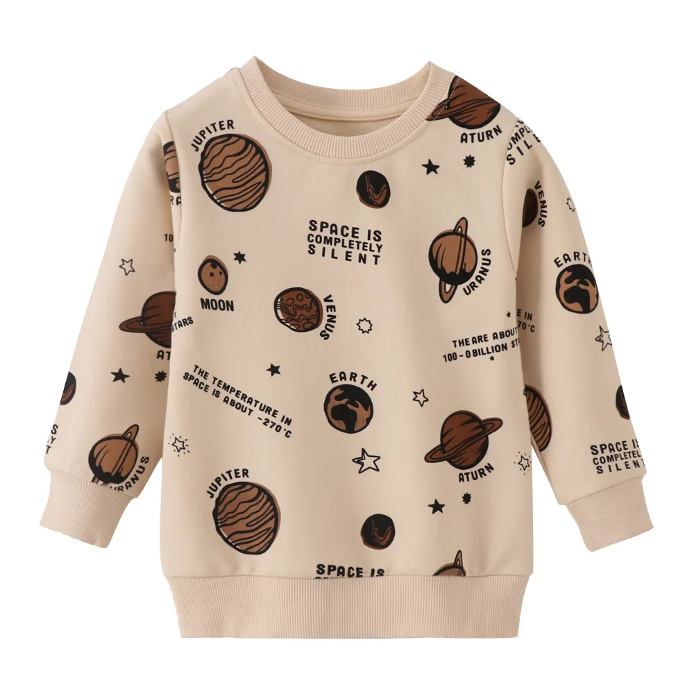 

New Hoodies Boys Girls' Sweatshirt Cartoon Space Planet Print Hoodie Children's Cotton Long Sleeve Autumn Top Sports Hoodies