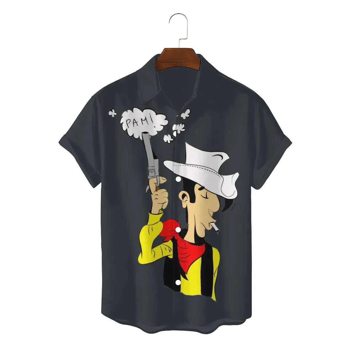 

Lucky Luke Cartoon Men's Shirts Act fast Fashion 3D Shirt Harajuku Streetwear New Trend