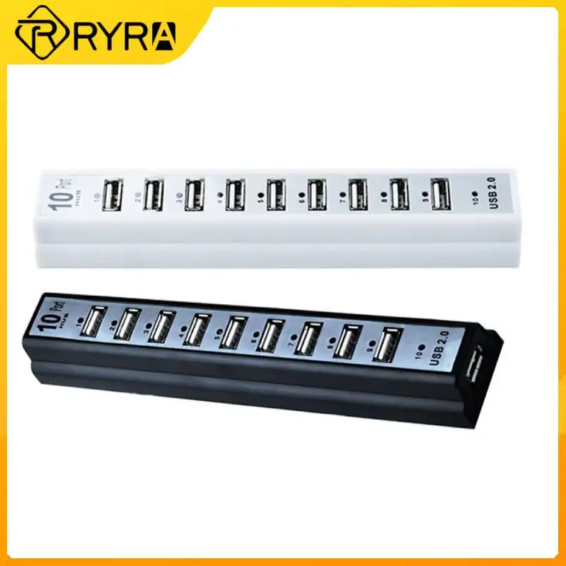 10-портовый концентратор RYRA, разделитель клавиатуры, U-диск, мышь, USB 2,0, пластиковый разветвитель, концентратор, зарядный кабель для мобильног...