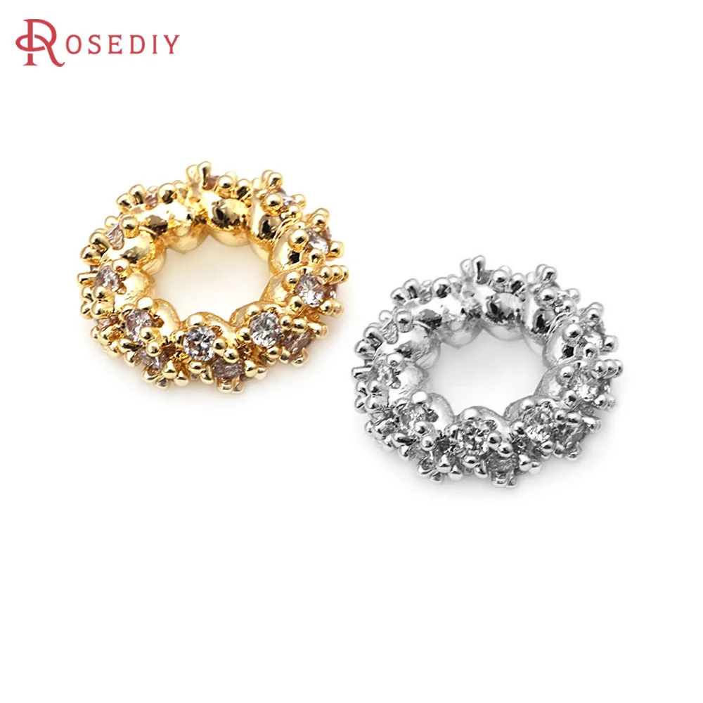4 шт. латунные циркониевые круглые бусины-разделители с большим отверстием