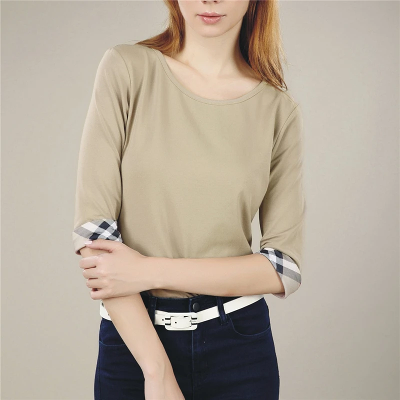 

9 Colors Knight Tops Summer Women Cotton Luxury T-Shirt Femal Casual Simple O-Neck 5-Point Sleeve Ladies Brand Streetwear