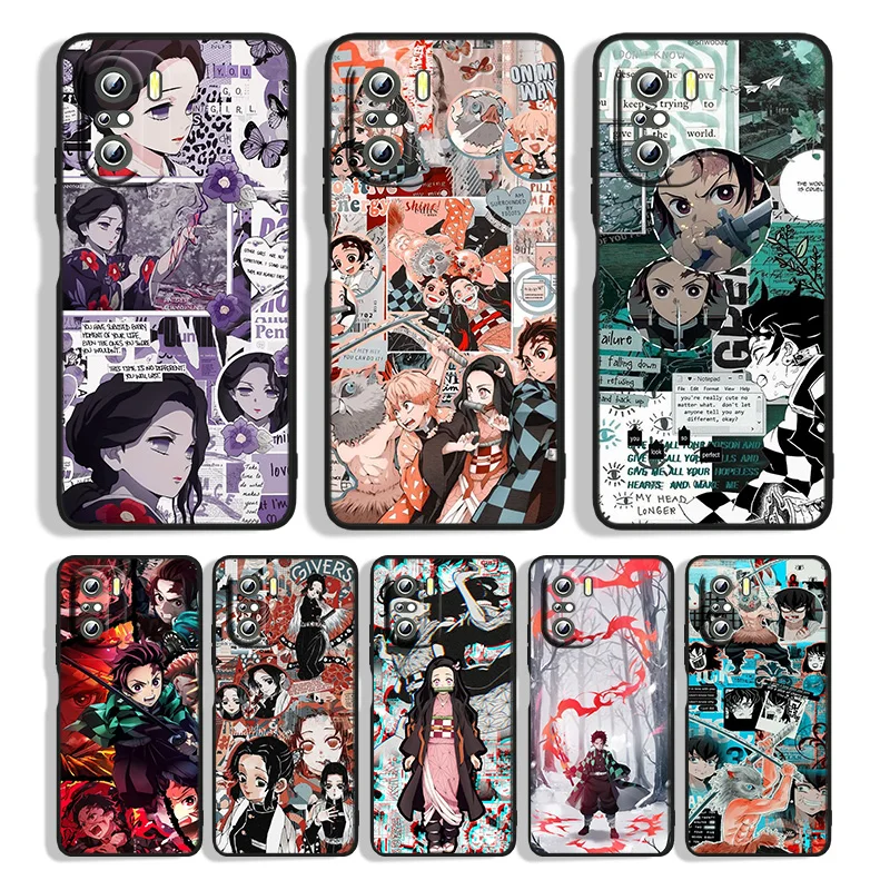 

Kimetsu No Yaiba Demon Anime For Xiaomi Redmi K50 Gaming 10C 9T 9AT 9A 9C 8A 7A S2 6A 5A 5 4X Prime Pro Plus Black Phone Case