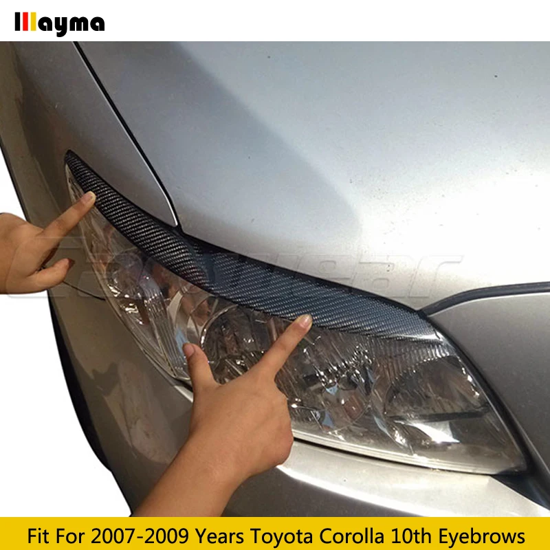 

Carbon Fiber Headlight Cover Eyelid Eyebrows For Toyota Corolla 10th 2007 - 2009 Fiber Glass FRP Front Light Decorative Sticker