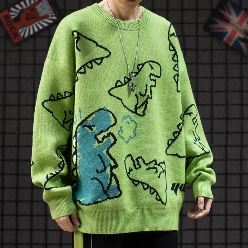 

2022 Autumn and Winter Korean Couples Fashion Fun Cartoon Sweater Men's Outer Wear Loose and Comfortable Round Neck Sweater