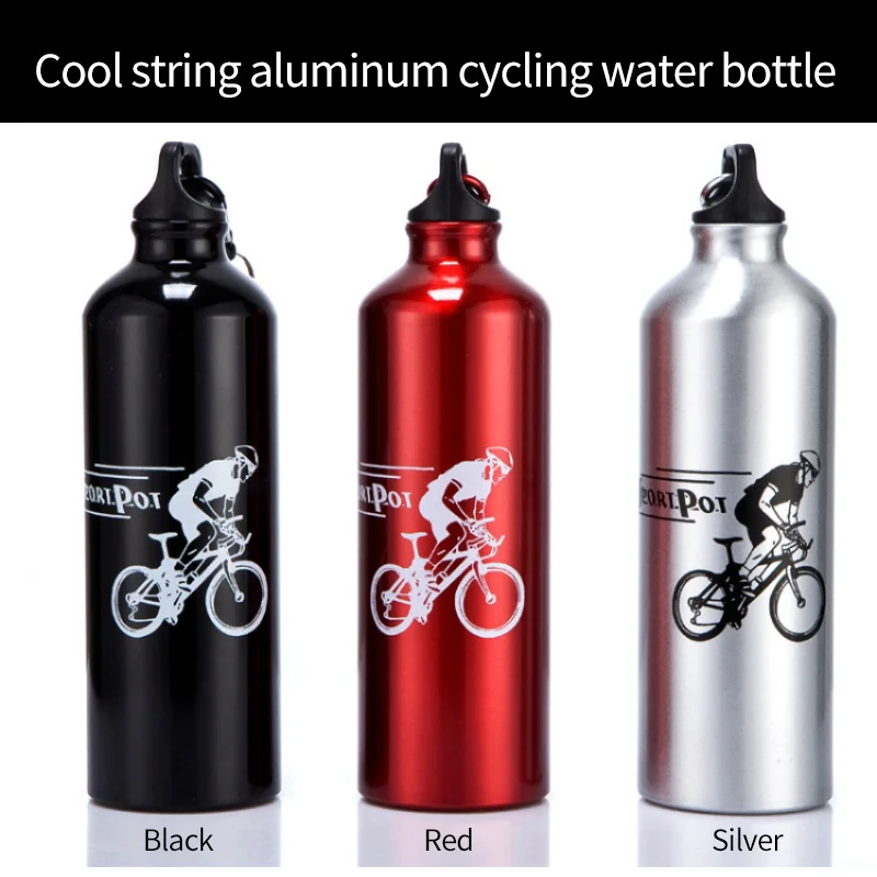 

750mL Bicycle Water Bottle Mountain Bike Waterbottle Cup Sports Cycling Botella Flask Holder With Carabiner Aluminum Alloy