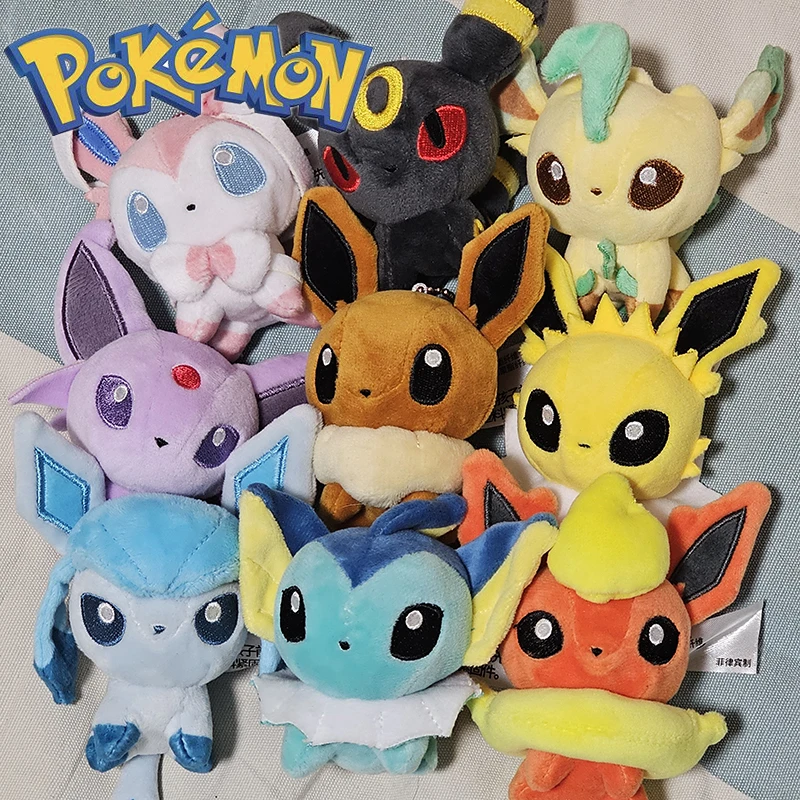 Подлинная плюшевая игрушка Pokemon Eevee Sylveon мягкая и липкая кукла серии брелок Vaporeon