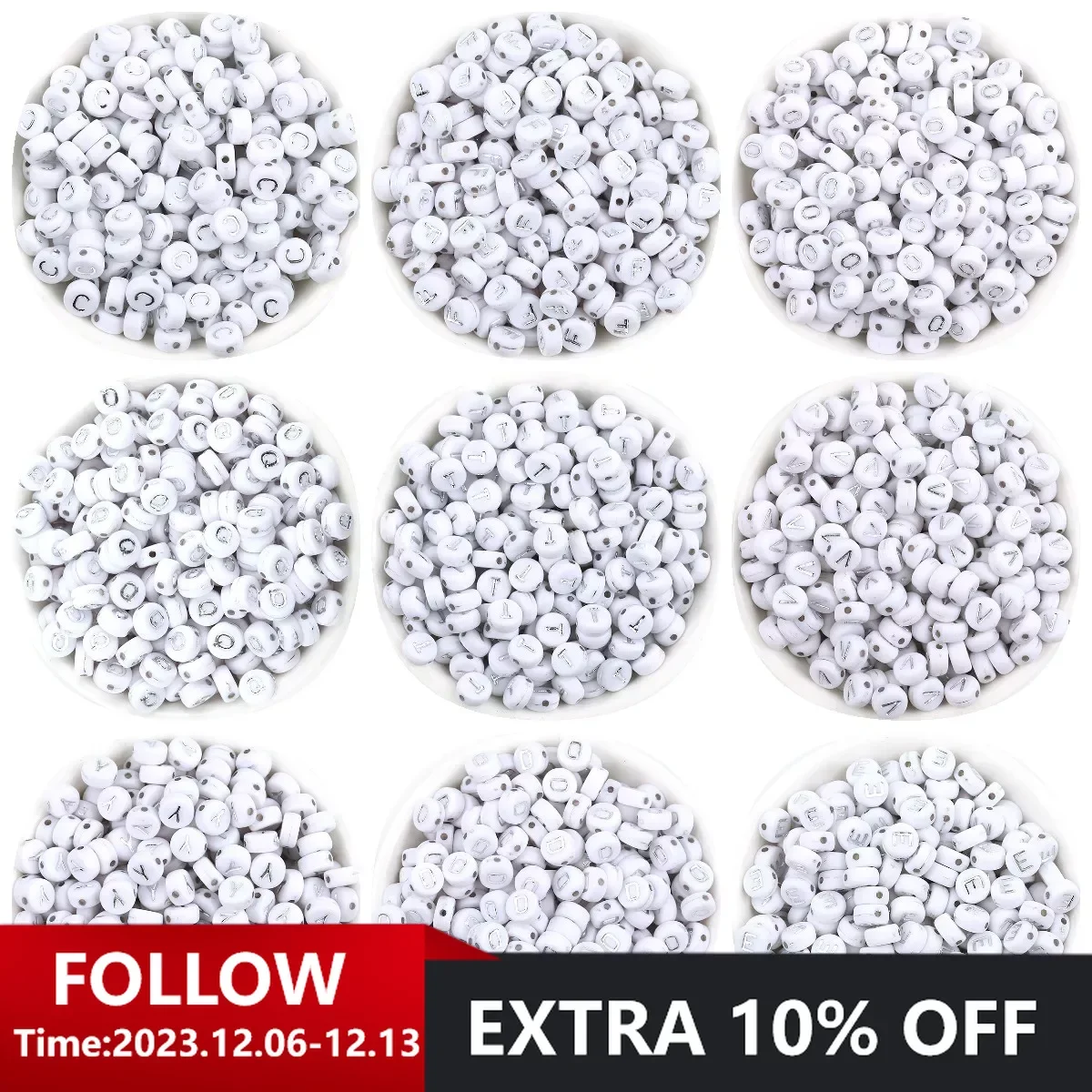 

100pcs Silver White Color Acrylic Beads Round Shape Alphabet Letter Loose Spacer Beads For Jewelry Making Diy children Bracelet