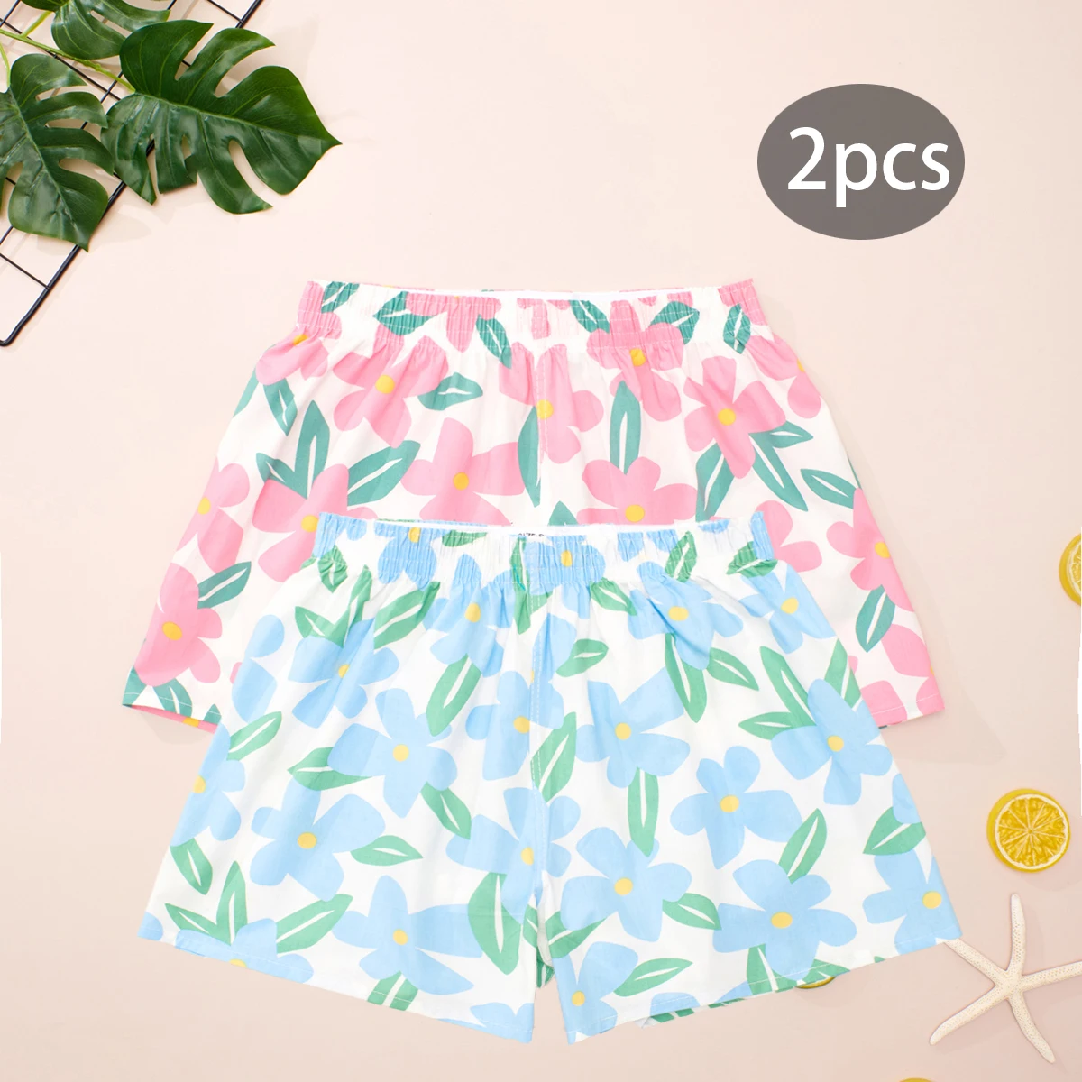 2 шт. женские хлопковые трусы-боксеры с принтом