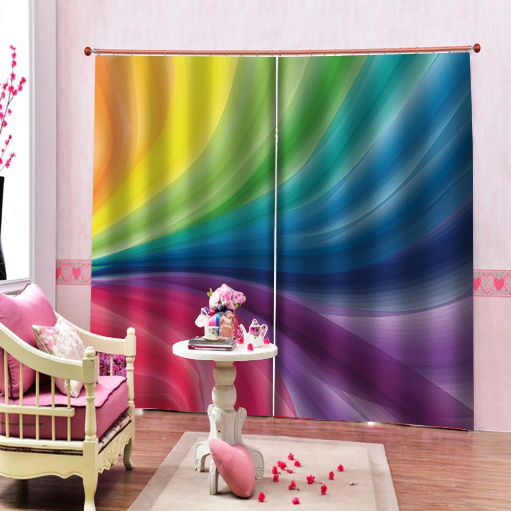 Радужные шторы на заказ 3D плотные для гостиной постельные принадлежности Cotinas para