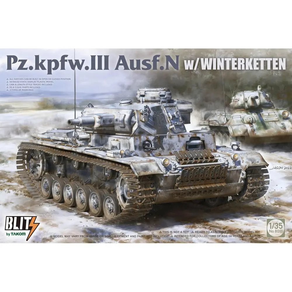 TAKOM 8011 1/35 Pz.kpfw.III Ausf.N с Winterketten — набор масштабной модели