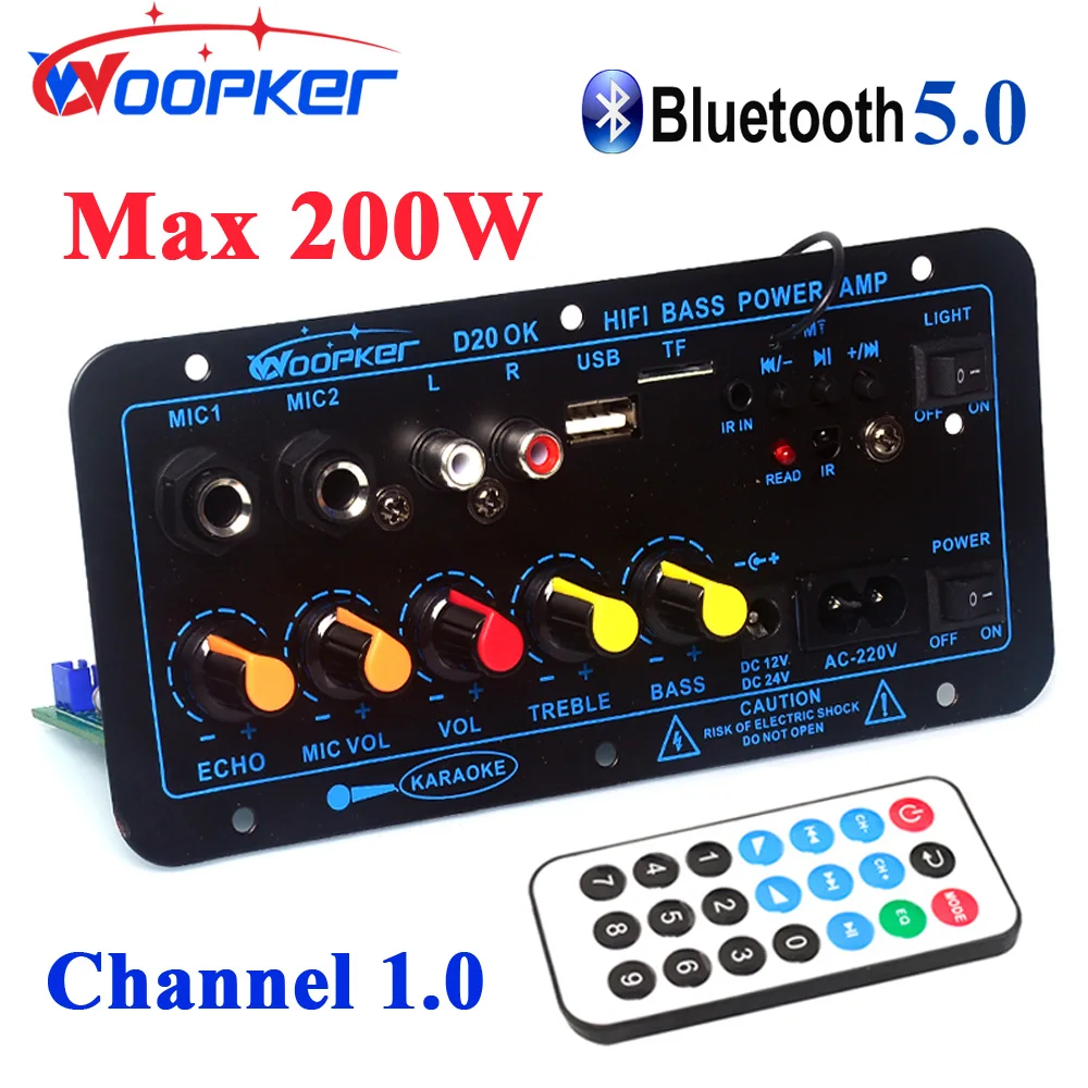 

Woopker Amplifier Board 60-200W Bluetooth AMP USB FM Radio TF Player Audio Subwoofer DIY for Car Truck RV Camper