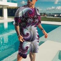 summer men set tracksuit 2 piece outfit oversized casual mens clothing printed t shirts shorts sportswear man fashion suit male