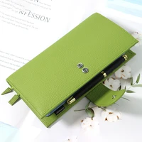 mini notebook a5 size rings planner pebbled grain cowhide zip cover with top pocket cowhide week planner oganizer