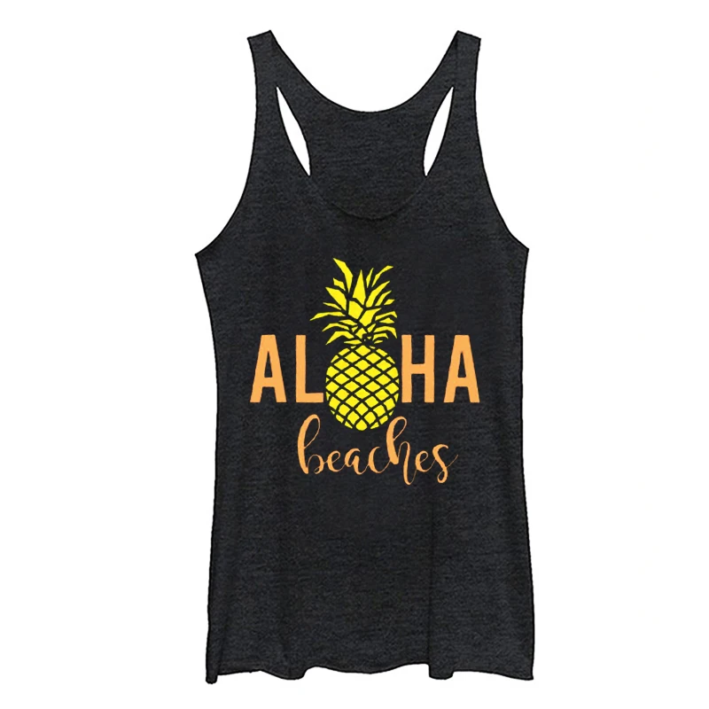 

Aloha Women Tops Beaches Pineapple Tank Womens Fashion Tank Top Pineapple Letter Women Clothes Casual Aloha Tops XL