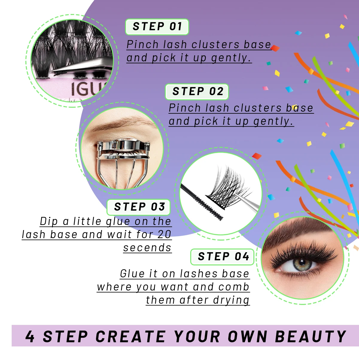 IGUIONS одиночные кластерные ресницы 152 шт. нижние сделай сам + удлиненные тонкие K50